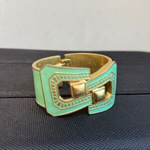 Vintage Lia Sophia Seafoam Green Enamel Cuff Bracelet Boho Statement Bangle
